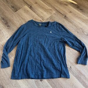 POLO LONG SLEEVE NAVY BLUE SHIRT CUFFED AT WRIST WHITE POLO HORSE